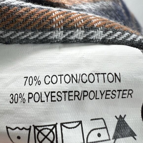 Rue Saint-Patrick Montreal Button Up Flannel Shirt Mens Medium Blue Orange Plaid - Picture 10 of 14